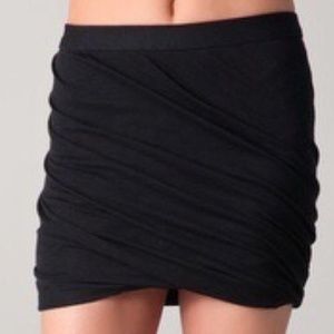 T by Alexander Wang rayon poly ruched black skirt